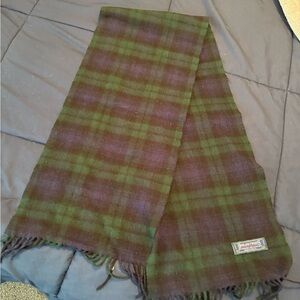 Vintage Highland Tweeds 100% Lambswool Tartan Plaid Scarf Fringed